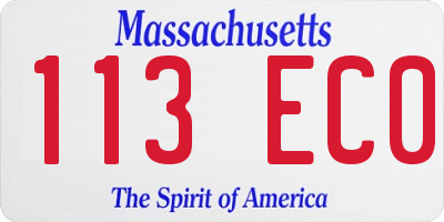 MA license plate 113EC0