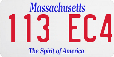 MA license plate 113EC4