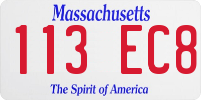 MA license plate 113EC8