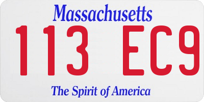 MA license plate 113EC9