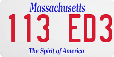 MA license plate 113ED3
