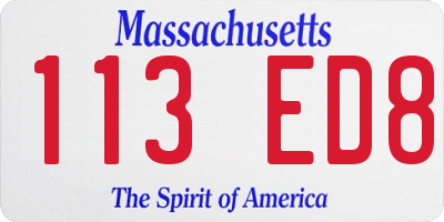 MA license plate 113ED8