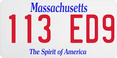 MA license plate 113ED9