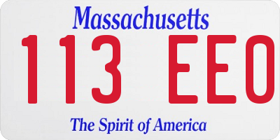 MA license plate 113EE0
