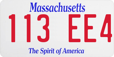 MA license plate 113EE4