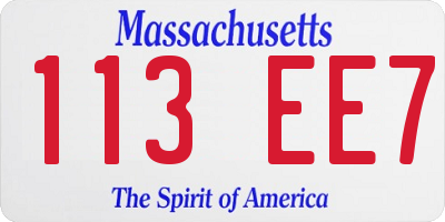 MA license plate 113EE7