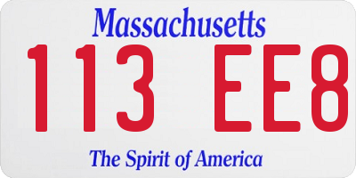 MA license plate 113EE8