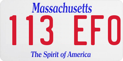 MA license plate 113EF0