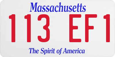 MA license plate 113EF1