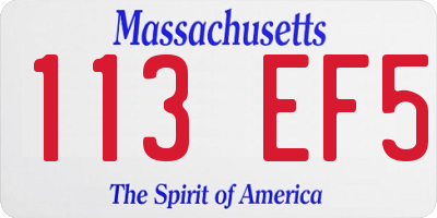 MA license plate 113EF5