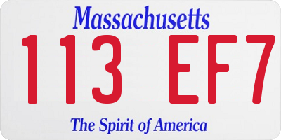 MA license plate 113EF7