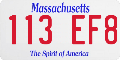 MA license plate 113EF8