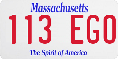 MA license plate 113EG0