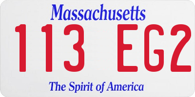 MA license plate 113EG2