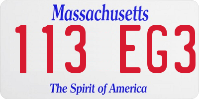 MA license plate 113EG3
