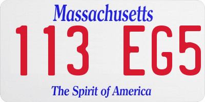MA license plate 113EG5
