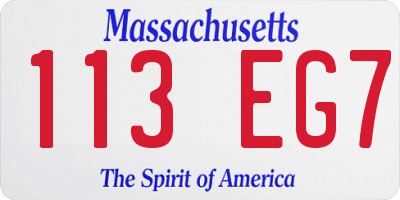 MA license plate 113EG7
