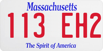 MA license plate 113EH2