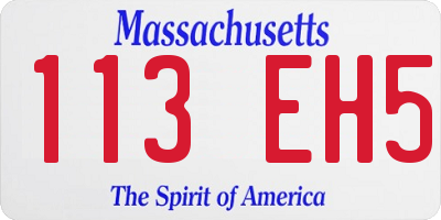 MA license plate 113EH5