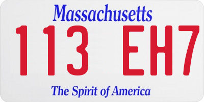 MA license plate 113EH7