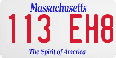 MA license plate 113EH8