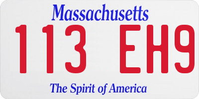 MA license plate 113EH9