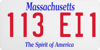MA license plate 113EI1