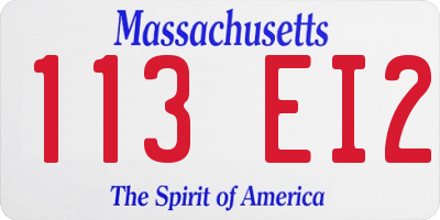 MA license plate 113EI2