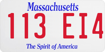 MA license plate 113EI4