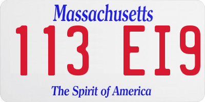 MA license plate 113EI9