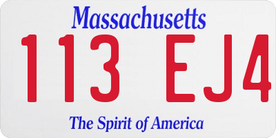 MA license plate 113EJ4