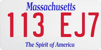 MA license plate 113EJ7