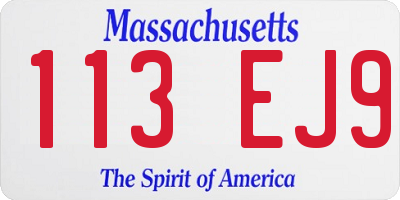 MA license plate 113EJ9