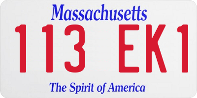 MA license plate 113EK1