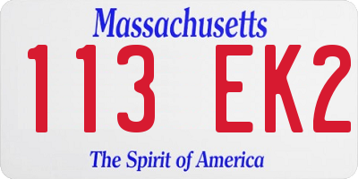 MA license plate 113EK2