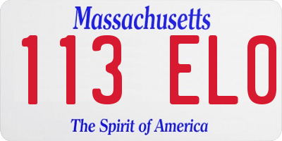 MA license plate 113EL0
