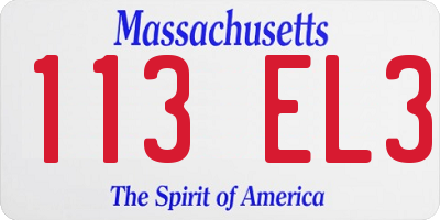 MA license plate 113EL3