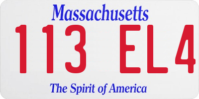 MA license plate 113EL4