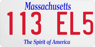 MA license plate 113EL5