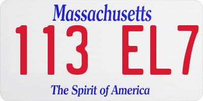 MA license plate 113EL7