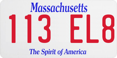 MA license plate 113EL8