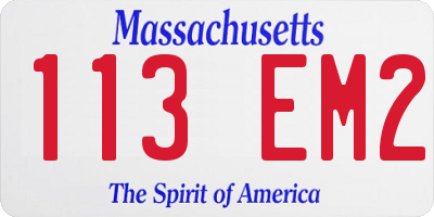 MA license plate 113EM2