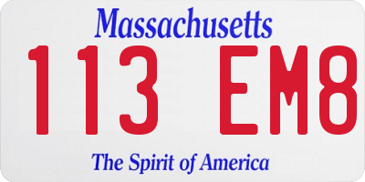MA license plate 113EM8