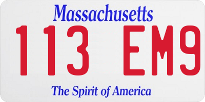MA license plate 113EM9