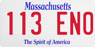 MA license plate 113EN0