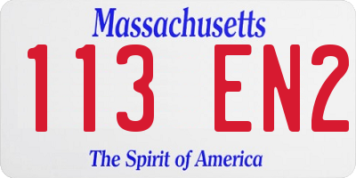 MA license plate 113EN2