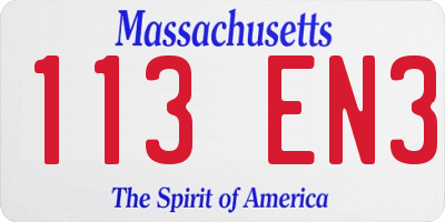 MA license plate 113EN3