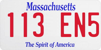 MA license plate 113EN5