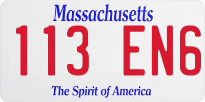 MA license plate 113EN6
