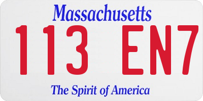 MA license plate 113EN7